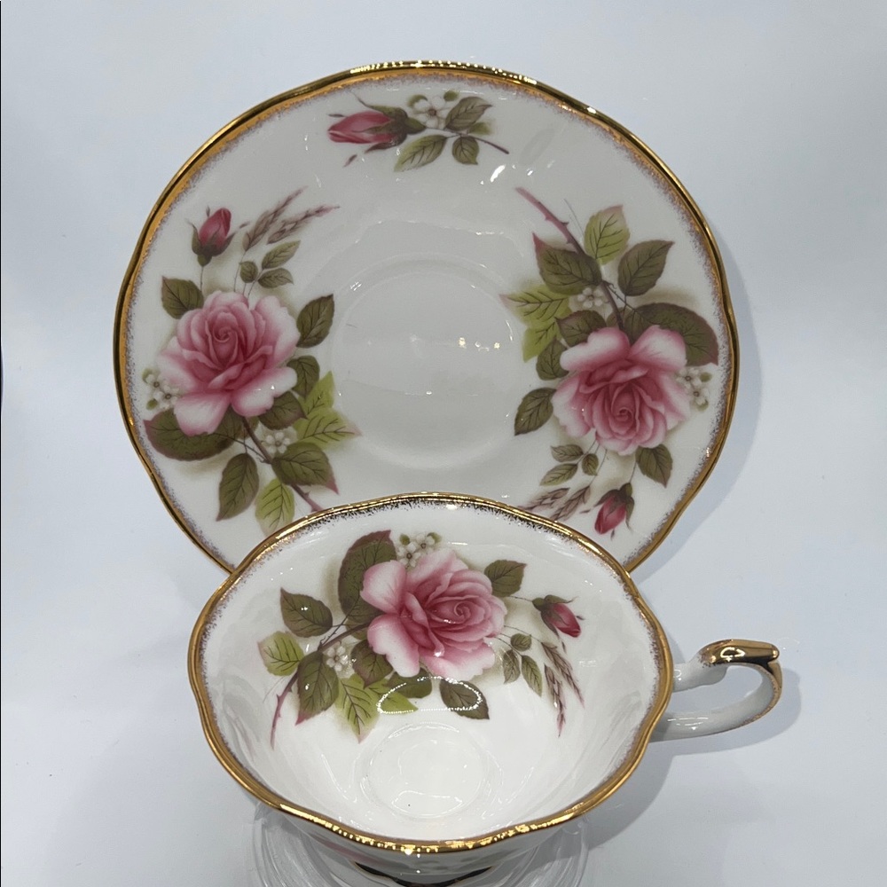 Queen’s China Staffordshire Floral Fine Bone China Teacup and Saucer Set